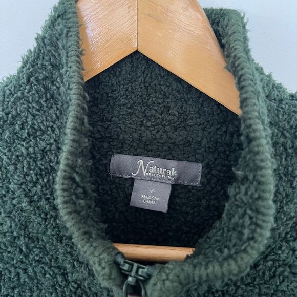 Natural Reflections Forest Green Sherpa CabinFull Zipper Sweater Jacket - Picture 3 of 5